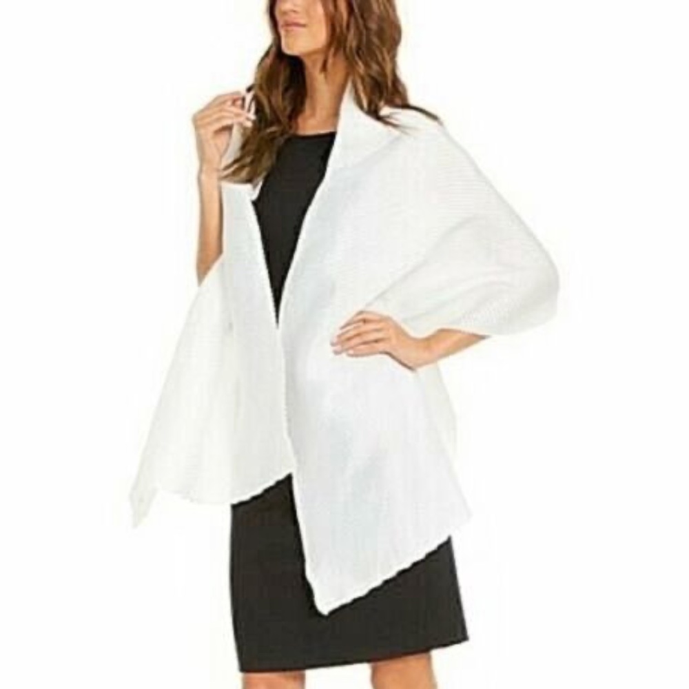 Calvin Klein Women's Pleated Accordion Evening Wrap/Scarf in Eggshell